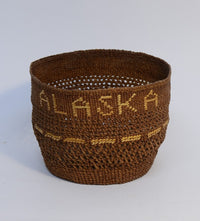 Fine twined Tlingit Basket "ALASKA"