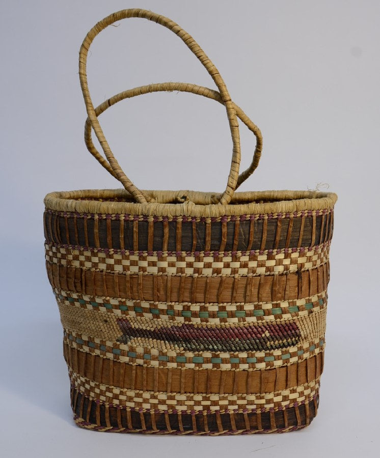 Makah Indian Market Basket with Whale
