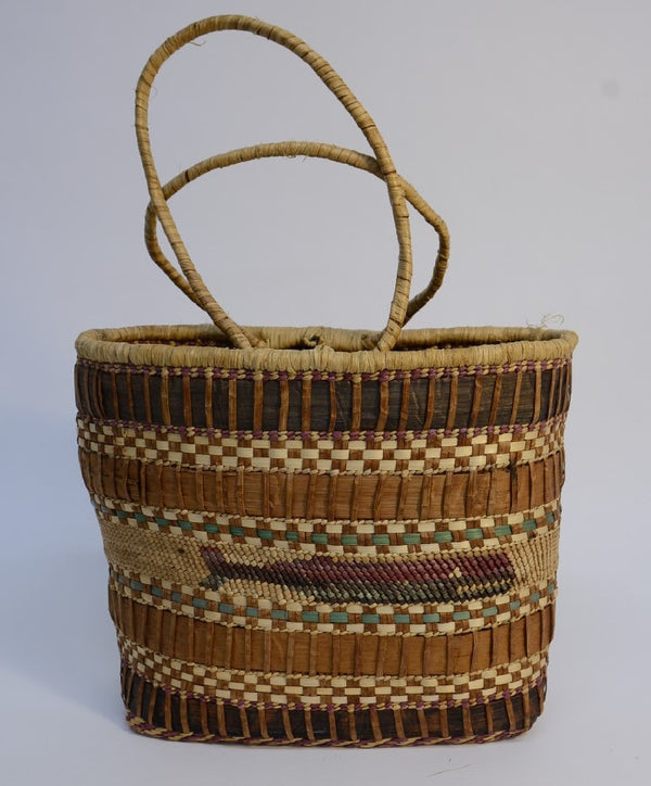 Makah Indian Market Basket with Whale