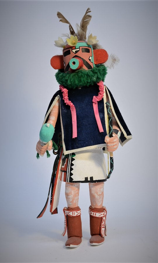 Vintage Hopi Pueblo Velvet Shirt Navan Kachina Doll