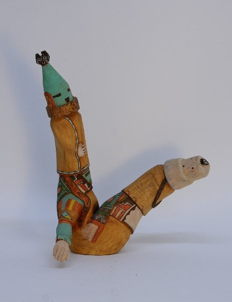 Hopi Pueblo Sculptured Aholi and Eototo with Sun Kachina Dolls By Alton Pashano