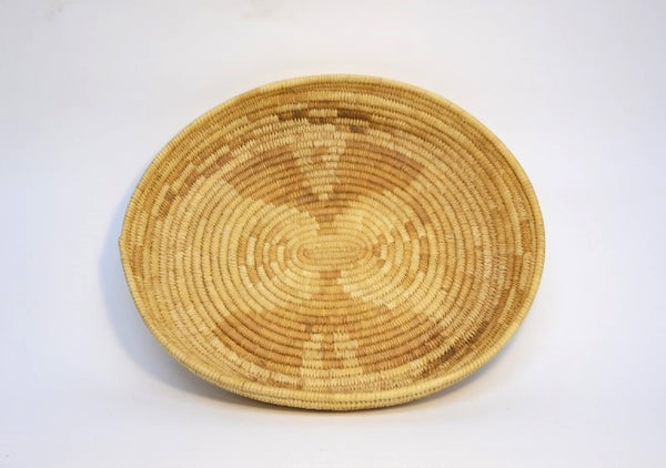 Large Vintage Papago oval basket with 2 Condors