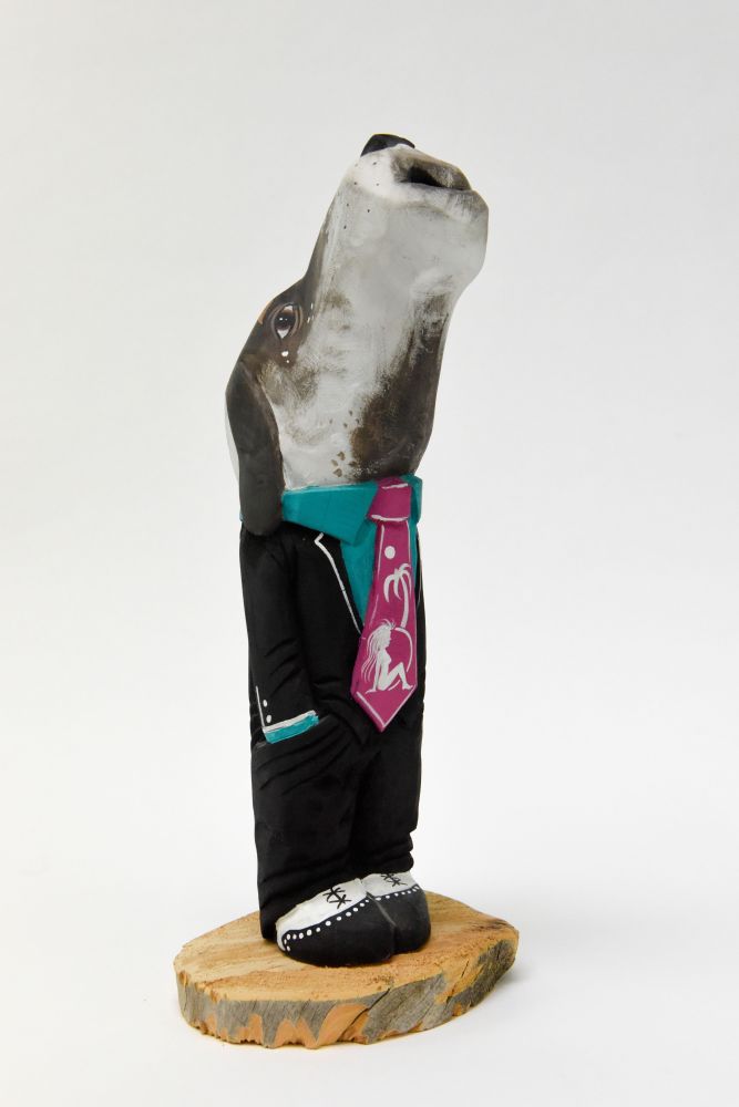 Navajo Large Howling Dog Folk Art Doll By Harrison Juan
