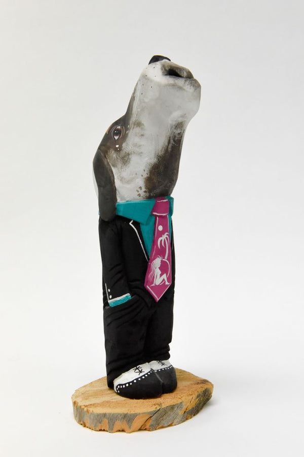 Navajo Large Howling Dog Folk Art Doll By Harrison Juan