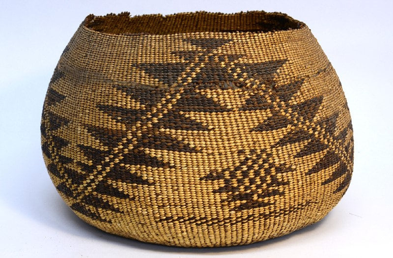 Large Antique Pit River Storage Basket