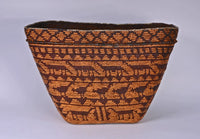 Chilcotin, Lower West British Columbia;  Large Rectangular Burden Basket with figures