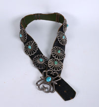 Navajo Sterling Silver and Turquoise Sand Cast Concho Belt