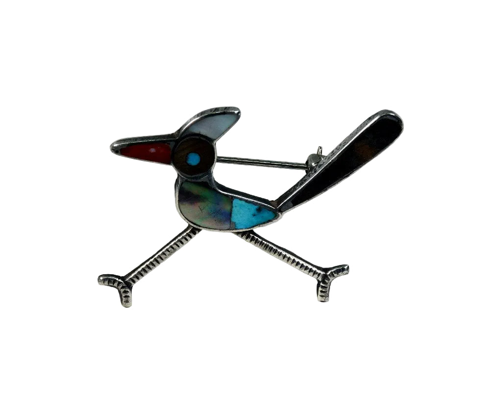 Zuni Inlaid Roadrunner Pin