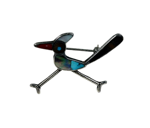 Zuni Inlaid Roadrunner Pin