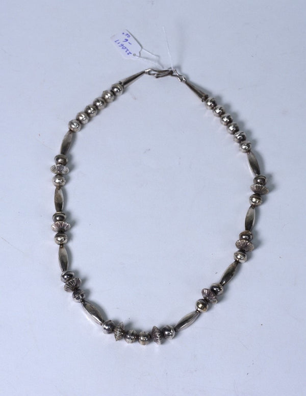 Navajo Silver Silver Bead necklace, 20"