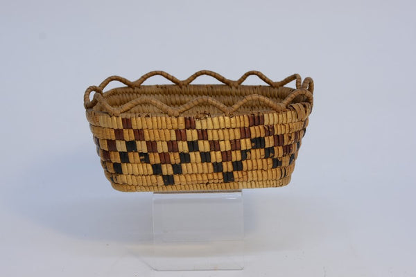 Salish Basket with open rim weave