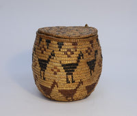 Salish Basket with Lid; Pictorial with Birds