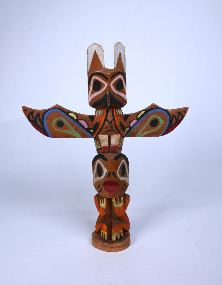 Vintage Ditidaht / Nootka Model Totem Pole, Williams Family