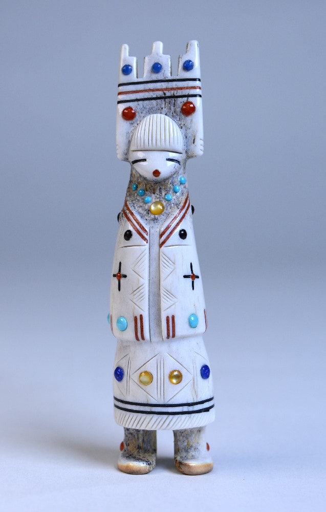 Zuni Maiden Fetish with Tableta by Master Carver Troy Sice