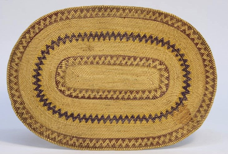 Fine Antique Makah Flat, Oval Basketry Tray