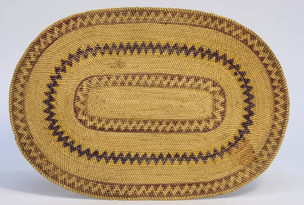 Fine Antique Makah Flat, Oval Basketry Tray