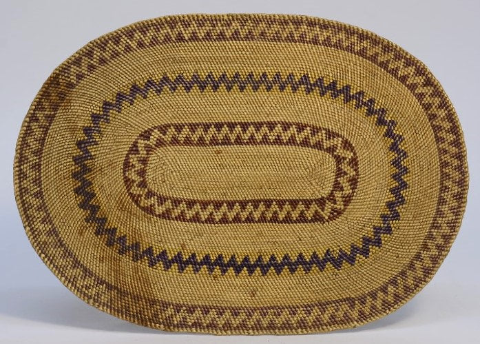 Fine Antique Makah Flat, Oval Basketry Tray
