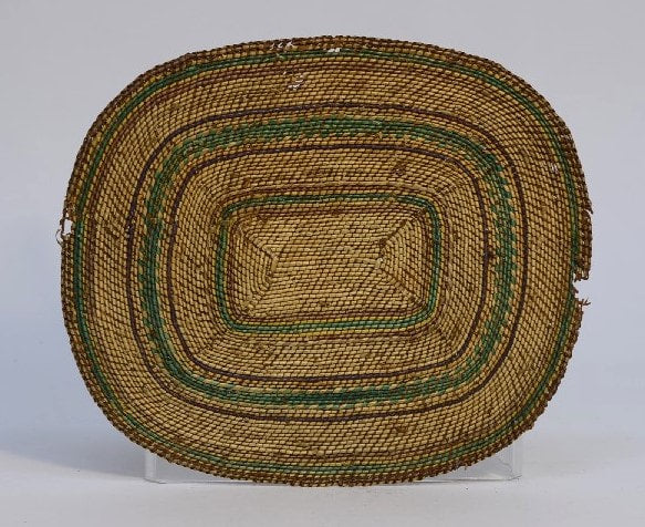Fine Antique Makah Flat, Oval Basketry Tray