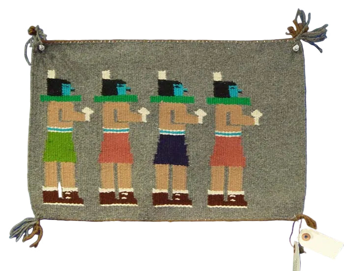 Navajo Rug, Four Dancing Yei ca. 1970