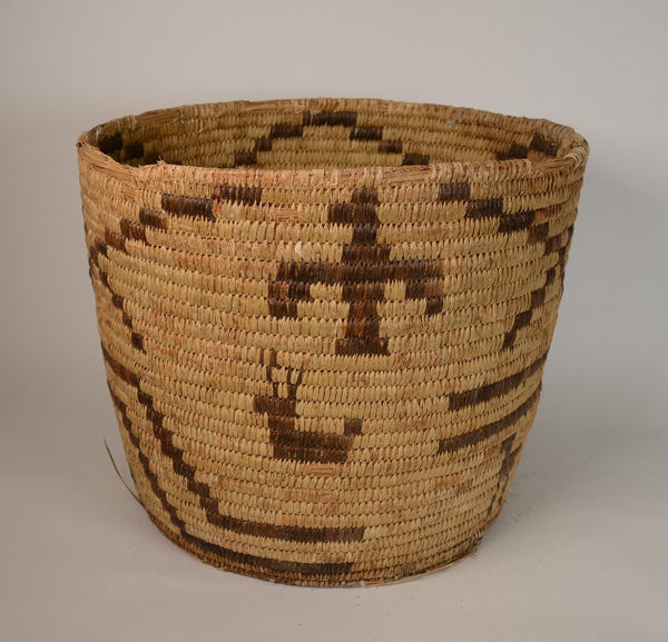 Large Antique Papago Basket with figures overall
