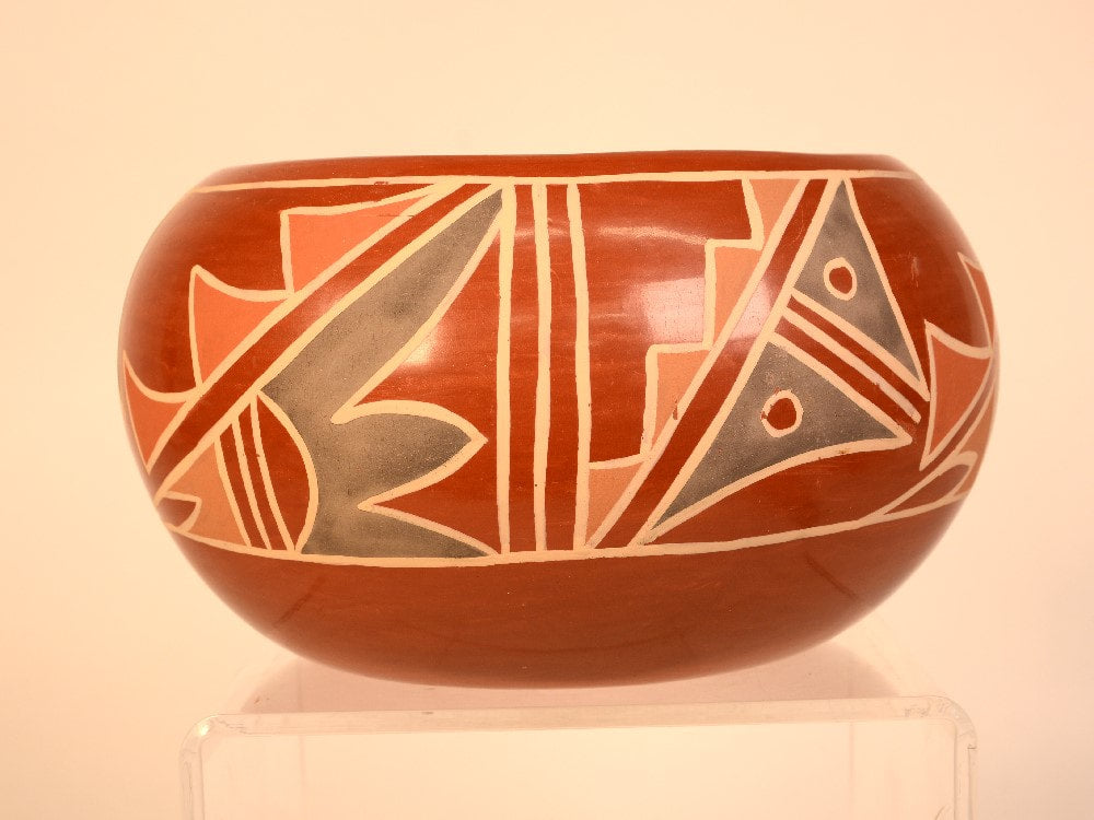Santa Clara Pueblo Polychrome Redware Pottery By Belen Tapia