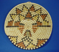 Hopi Pueblo Kachina Coiled Basket, Shalako Mana c 1970