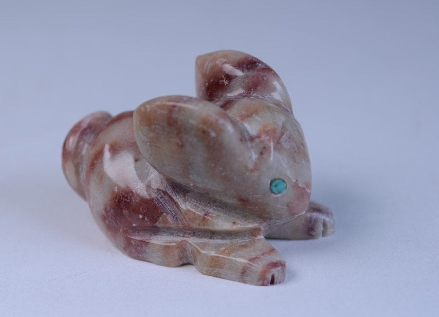 Zuni Rabbit Fetish: Strawberry Alabaster by Colbert Sherman