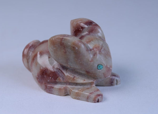 Zuni Rabbit Fetish: Strawberry Alabaster by Colbert Sherman