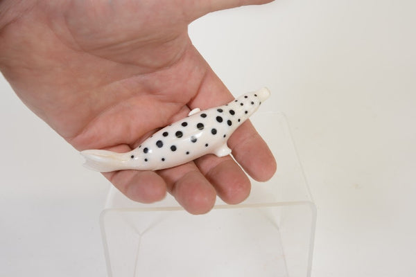 Eskimo Inuit Carved Walrus Ivory Spotted Seal