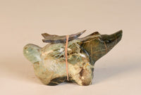 Zuni Bear Fetish with incised Pictograph images of Kokopelli and Snake on each side