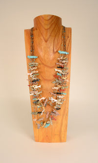 Zuni Five Strand Fox Fetish Necklace with Eagle Pendant