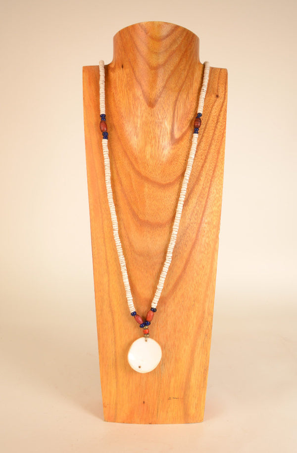 Early Plains Shell and Glass Trade Beads with Shell Pendant