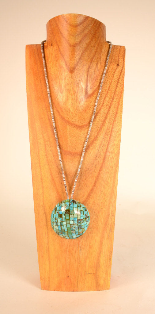 Navajo or Santo Domingo Necklace with finely set Turquoise inlay
