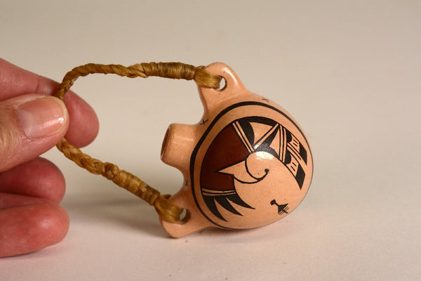 Hopi Pueblo Miniature Canteen Pottery By Gwen Setalla Aas-Ku-Mana