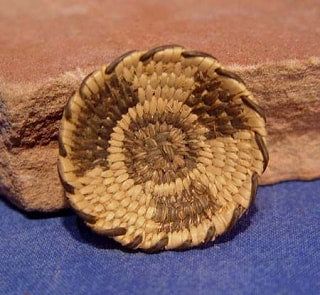 Miniature Pima basket C. 1930-40: Three Cog motif. Fine weave.