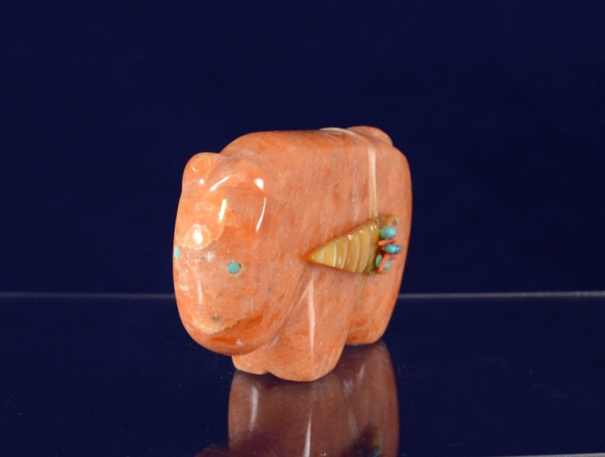 090905-12 Lena Boone Bear in Orange Calcite Alabaster